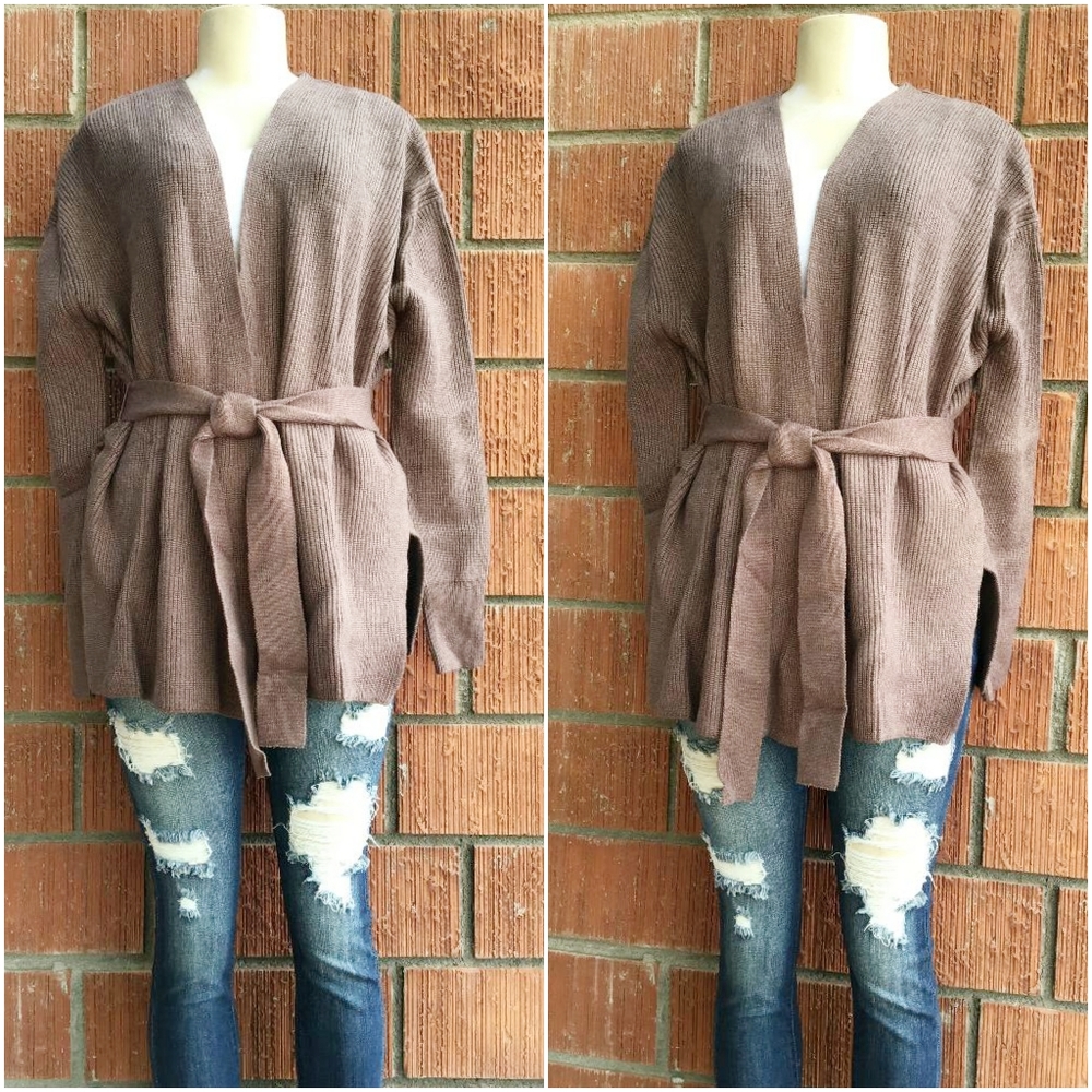 CURRENT AIR Anthro Cozy Chic Taupe Wrap Cardigan - Picture 7 of 9